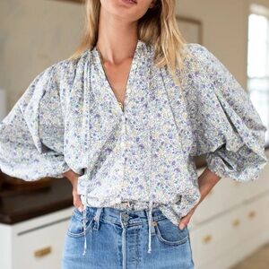 Emerson Fry Elina Blouse Indigo + Purple Calico